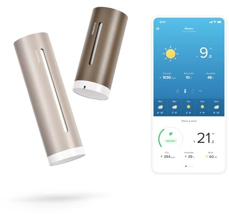 Netatmo Station Météo ORIGINAL 2e génération | Intérieur & Extérieur | Température, Humidité, Qualité de l'air, UV, Pollens, Prévisions météo | Compatible Apple, Alexa, Google - Sable - NWS-S-EC