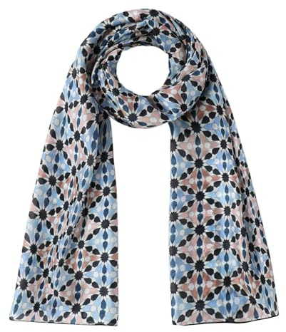 Hamzah Foulard en soie pour le cou femme multicolore | Foulard réversible de grande taille | Écharpe fine d'été pour homme et femme | Accessoire élégant pour cou, cheveux ou épaules (Suhail v3)