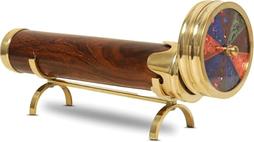 Caleidoscopio vintage in ottone e legno, con quadrante ottico rotante di colore antico con telescopio da collezione e regalo unico per decorazioni domestiche o persone care