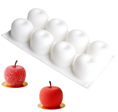 JYYWTSI Molde de silicona con 8 compartimentos, de silicona de grado alimenticio, antiadherente, fácil de desmoldar, para tartas, mousse, chocolate, gelatina y postre, horno y congelador