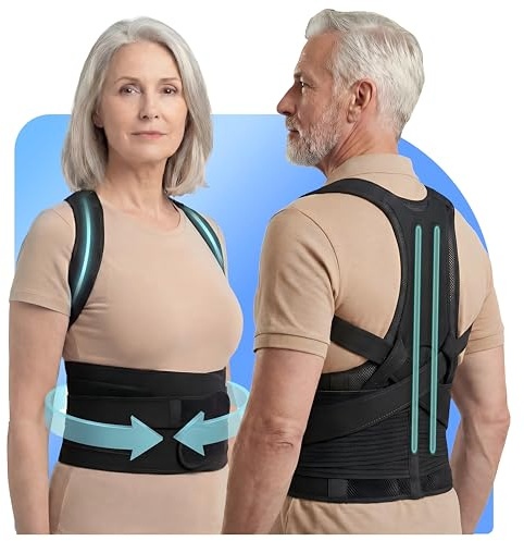 New for 2026 – Posture Corrector for Seniors Women & Men, Advanced Full Back Brace Support for Upper & Lower Back, Spine & Neck Alignment, Reinforced Wide Dual-Layer Waist Support Belt with Shoulder Straightener and Back-Opening Support, Breathable for Daily Wear, Walking & Long Sitting