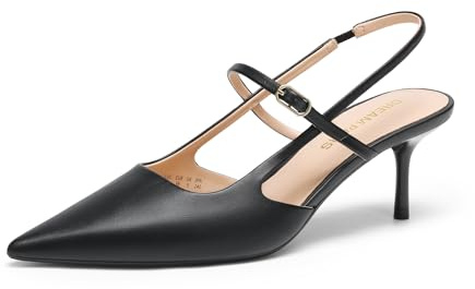 DREAM PAIRS Mary Jane Shoes Women Kitten Slingback Pointed Closed Toe Heels Dress Party Casual Comfortable Pumps Shoes,Size 9,Black-Pu,SDPU26014W