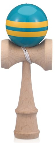 Shappy Bamboo Kendama with Extra String Mini Kendama Pocket Size for Beginners & Pros Made of Bamboo Funny Event Party Favor Gift Present Supplies(Blue-Green)