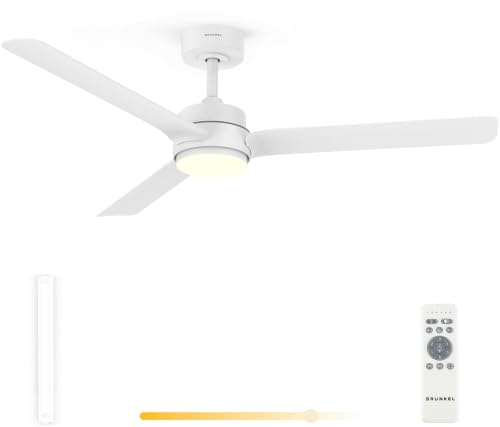 Grunkel - Ventilador de Techo con luz LED 18W y aspas de plastico modo verano/invierno- Mando a distancia. 6 velocidades. Temporizador 8h - 30W (133cm)