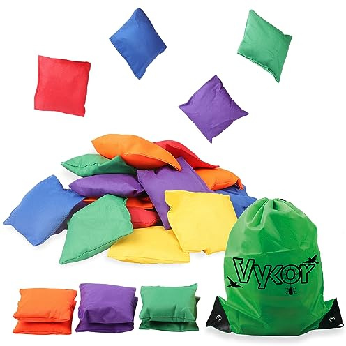 18 Pieces Bean Bags Kids Throwing Cornhole Bean Bags Nylon Sack Tossing Sports Outdoor Family Games Carnival Toy Party Game Bean Bag Toss Game for Boy Girl Adults（10cm）