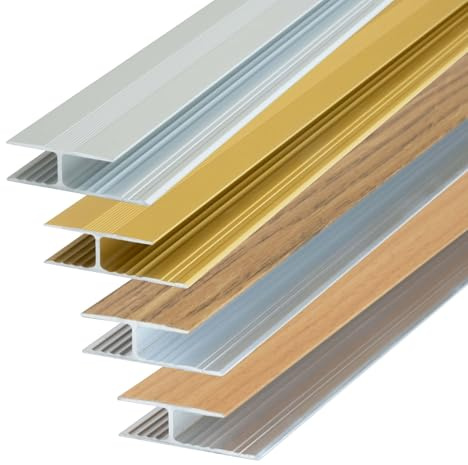 Dalsys perfil de unión 200 cm x 29 mm, aluminio dorado, perfil de transición de suelo, umbral de puerta, unión laminado, transición vinilo