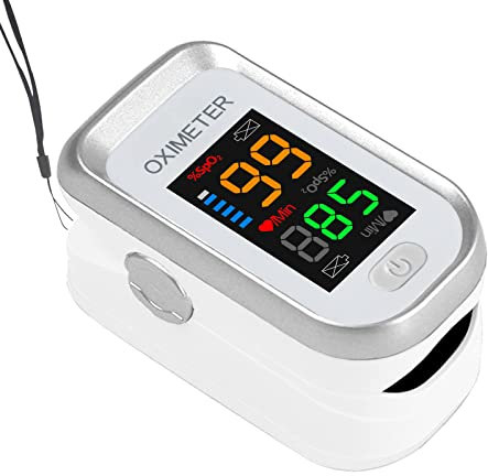 Pulse Oximeter Fingertip, SPO2 Pulse Oximeter Approved UK, with LED Large Screen, Oxygen Heart Rate Monitor Finger, Blood Oxygen Saturation Meter for Adults and Child, Oximetry with Lanyard