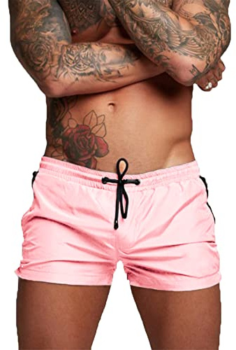 EDOTON Bañador para Hombre, Pantalones Cortos Impermeables para Surf, Natación (EU M, B-Rosa)