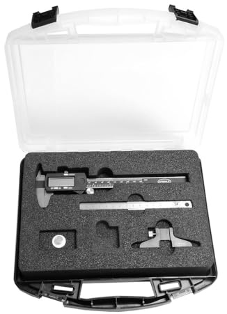 SET 3-tlg STEINLE 1321 Digital Messschieber 150 mm inkl. Maßstab + Tiefenmessbrücke + Koffer
