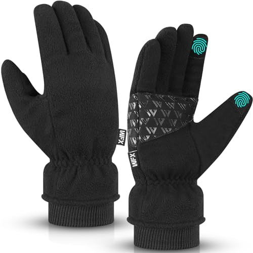 WFX Winter Gloves Windproof Ski Gloves Thinsulate Thermal Glove TouchScreen Anti Slip Warm Glove's for Climbing Skiing Cycling Running Hiking Snowboarding Outdoor Sports Men and Women (Black, M)