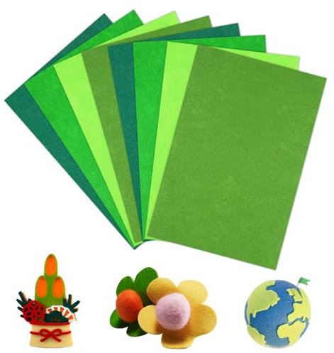 Deepton Bastelfilz 2mm, Filz zum Basteln, 20 x 30cm Filzstoff, 4 Farben Vliesstoff Stoff Filzplatten für DIY Handwerk Nähen Manual Decoration (Grün Serie)