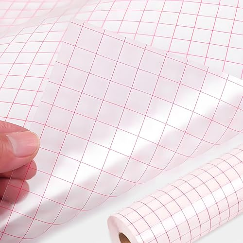 XiaoLidm 30.5cm*500cm Transferfolie Plotter für Plotterfolie, Transferfolie Plotter für Plotterfolie Vinylfolie mit Rot Ausrichtungsgitter für Fensterdekorationen, Aufkleber und Diy