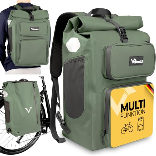 Valkental® UrbanX 2in1 Fahrradtasche & Rucksack kombiniert [28L Volumen] wasserdichte Gepäckträgertasche mit abschließbarer Befestigung – Elegante Radtasche & stylischer Rucksack – Geprüfte Qualität