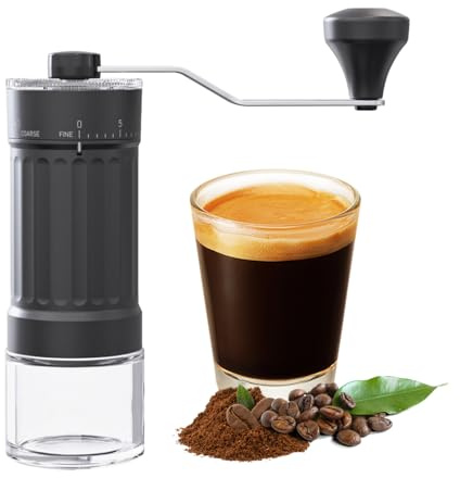 Bohrma Moulin à café manuel extérieur réglable avec mécanisme conique de haute précision en céramique, églage à 40 niveaux, adapté Cafetière à piston française