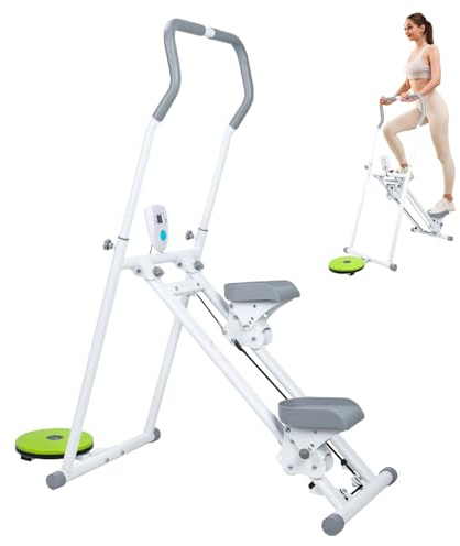 Máquina escaladora de escaleras para ejercicio en casa, plegable, vertical, portátil, con pantalla LCD, manubrio ajustable y pedal, carga de 330 libras, equipo de entrenamiento de piernas para mujeres