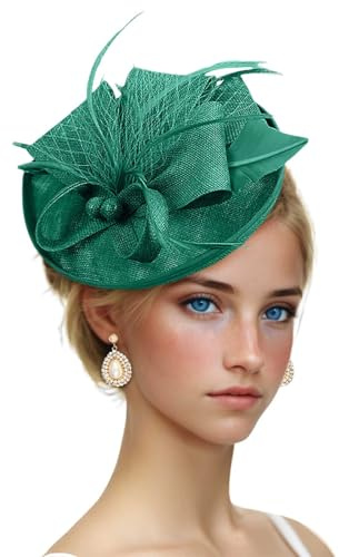 2026 Nuovi Arrivi Cappelli Fascinator per Donne, Abbigliamento per Tè, Outfit, Fascia, Cappello da Chiesa per Donne, verde, Taglia unica