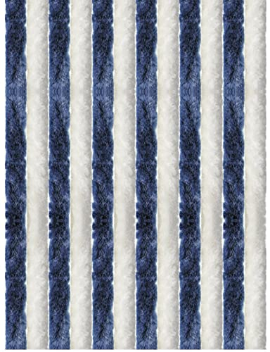 Arsvita - Tenda in ratina, 80 x 200 cm, protezione perfetta dagli insetti e dagli sguardi indiscreti per la porta del balcone e della terrazza, colore: blu scuro/bianco