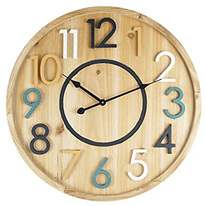Rebecca Mobili Reloj de Pared de Madera, Relojes Colgantes de Diseño, MDF, Redondo, Decoración para el Hogar - Diámetro 50 cm x FON 4,5 cm - Art. RE6592