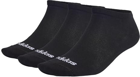 adidas Mixte Thin Linear Low-Cut Socks 3 Pairs, Black / White, 40-42