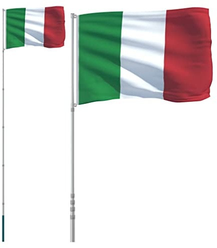 vidaXL Asta e Bandiera Italia 5,55 m Alluminio