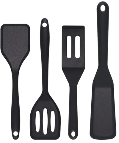 Eolilim Small Silicone Spatulas for Cooking 4PCS, Mini Spatula Easy to Clean, Reusable Egg Spatula, Silicone Turner for Fish, Steak, Fried Rice