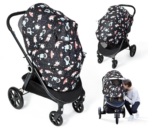Orzbow Sonnensegel Kinderwagen Universal,Abnehmbar Sonnenschutz Kinderwagen UV Schutz 50+ mit Reichhaltige Innenvisualisierung,Guckendes Maschenfenster,Atmungsaktives Lycra,Flexible Fixierung,Kätzchen