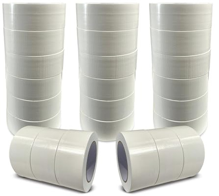 JeeJaan® 24 Rolls of White Duct Tape 50mm x 50m Heavy Duty Gaffer Tape for Electrical Plumbing and Outdoor Use Strong Waterproof Adhesive Ideal for Sealing Fixing Wrapping and Repairing