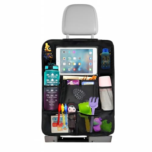 Gigmeta Auto Rückenlehnenschutz und Organizer, 1 Stück Autositz Organizer mit 10 Zoll iPad/Tablet-Tasche, 600D Oxford Stoff Wasserdicht Autositz Rücksitz Organizer Autositzschoner Rückenlehne