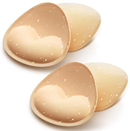 KSang Waterproof Bathing Suit Cups Inserts - 2 Pairs Swimsuit Pads Heart Push Up Insert for Women, Bikini Padding Insert for A Cup