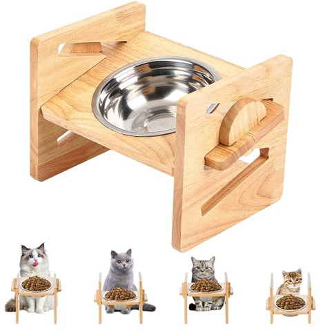 Porfoyo Gamelle Surélevée pour Chien, Gamelle Chien Surelevee, Gamelles Surelevee pour Chiens Et Chats avec Bols en Acier Inoxydable, 4 Hauteurs Ajustables, pour Chiens Et Chats