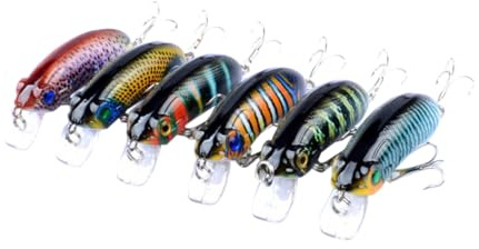 BESPORTBLE Señuelos de Pesca Flotantes Mini de 9,7 G para Bass y Walleye, 6 Piezas Reutilizables de ABS sin Adhesivo, Ideales para Pesca al Aire Libre y Duraderos