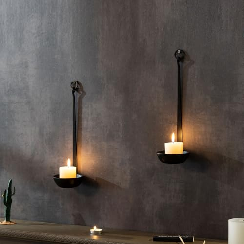 2 Stück Wandhalter für Kerzen,Schwarz Wandkerzenhalter Metall,Kerzenständer für Wandmontage,Wand Kerzenhalter für Deko