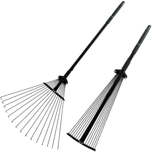Unibos | 31-64 Inch Adjustable Lawn Rake For Gardening - For Gardening, Grass, Lawn & Yard Clean Up - Garden Rakes For Leaves, Lawn Leveller, Yard Clean Up Tool