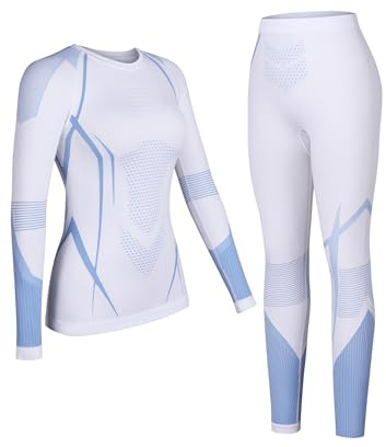 ATTRACO Women Thermal Underwear Breathable Long Johns Set Ski Base Layer Cold Weather White XL
