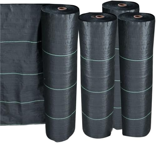 ZIHDKE ogräsbekämpning barriär tyg kraftigt vävt grästyg marktäcke halkfri polyeten utomhusmatta för uteplatser trädgård (längd – 15 m, bredd-1 m)