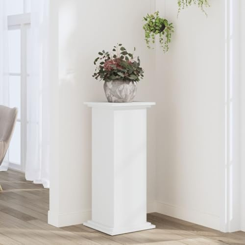 Frdhee Banco de flores para salón, soporte para plantas, color blanco, 33 x 33 x 80 cm, material de madera, mesa para balcón, salón, maceta