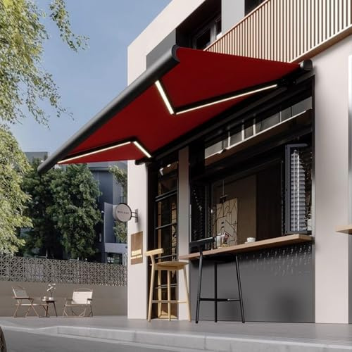 Tenda da sole retrattile con telecomando e luce integrata, telaio in alluminio a cassetta completa per terrazza e balcone, protezione solare