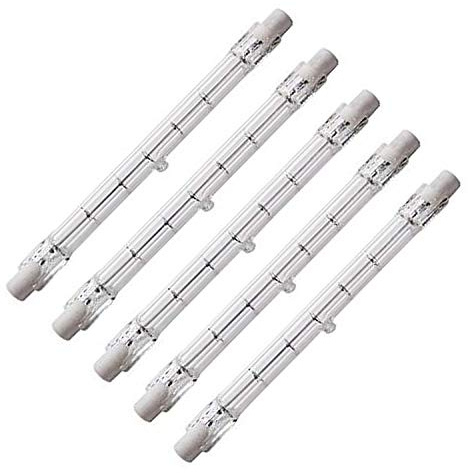 CTKcom 300 Watt 4.6 Inch T3 Halogen Bulbs (5 Pack) - J Type 118mm R7S Double Ended Halogen Bulbs Filament Flood Lights Quartz Tube Lamps 120V