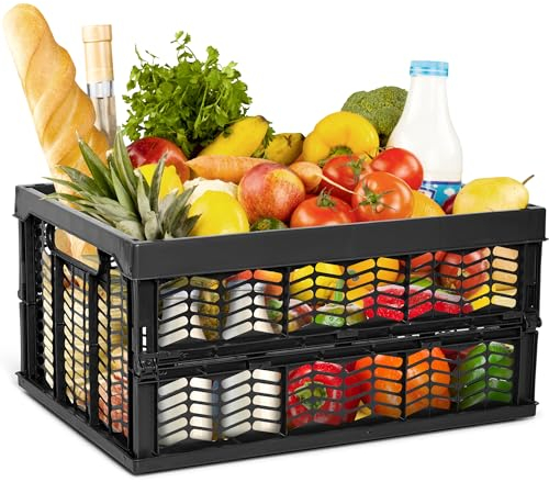 Novaliv Einkaufskorb Klappbox 30L Schwarz faltbar stabil Klappkorb Tragebox Klappkiste Kitchen storage toy basket box Einkaufstasche Korb Küche