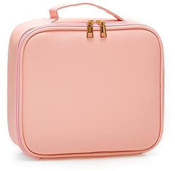 Kosmetiktasche Klein Damen Portable Reise Kosmetikkoffer Make Up Tasche Professionelle Schminkkoffer Organizer Schminktasche Beauty Case Wasserdicht Artist Make-up Train Case PU-Leder(Rosa)
