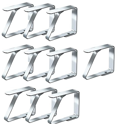 Cezmkio Lot de 10 pinces à nappe en acier inoxydable 4 x 5 cm - Idéal pour les restaurants, les pique-niques, les tentes de fête, les mariages, les remises de diplôme