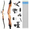 SHARROW Bogenschießen Takedown Recurve Bogen und Pfeile Set 66/68/70 Zoll Erwachsene Wettbewerb Bogen 14-40lbs Sportbogen Langbogen für Jugend Erwachsene Outdoor Training Schießen (20lbs/66, Schwarz)