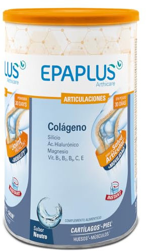 EPAPLUS Arthicare, Collagene Idrolizzato + Silicio + Acido Ialuronico + Magnesio, Dissoluzione Istantanea, Sapore Neutro, Trattamento di 30 giorni, Polvere, 320 g, Per la salute delle articolazioni