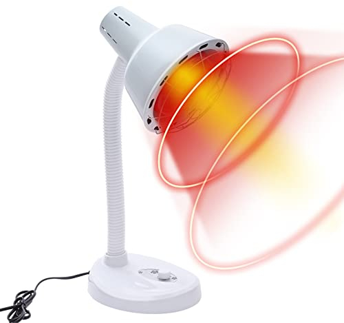 Lampada a infrarossi, 275 W, lampada da tavolo, lampada a raggi infrarossi, temperatura regolabile, 0-115 °C, per dolori muscolari, tubo regolabile
