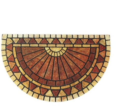 Easylife Sunrise Door Mat | Indoor Outdoor Doormat | Non Slip Rubber Backed Entrance Mat with Dirt Trapping | Front Door Mat with Rising Sun | Heavy Duty Floor Mat,76x46cm, Half Moon