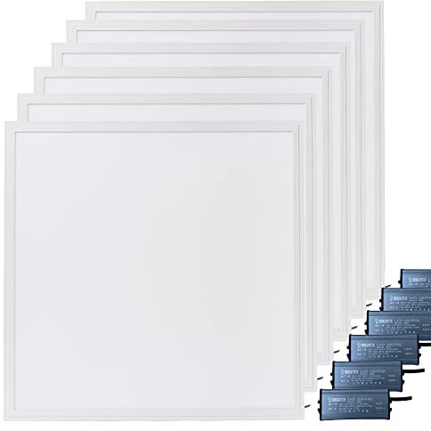Brightex, Pack of 6 Led Panel Light 60X60 48W 4320 Lumen with Driver Recessed Square Bright LED Office Ceiling Panel Down Light Flat Tile Cool White