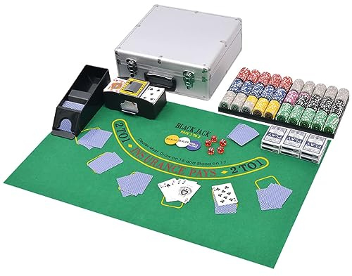 Rantry Set da Poker/Blackjack con 600 Chips Alluminio, Mobili per Casa Interno Esterno Soggiorno Camera da Letto Decorazione da Mobili Camera
