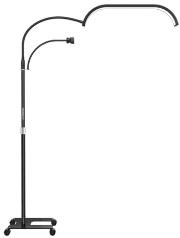 Andoer 20 tum halvmåne fyllningsljus, LED-golvlampa 3 200 K–5 600 K, dimbar LED-videolampa, ögonfran med 1,8 m kabel ljusstativ telefonhållare fjärrkontroll för skönhetssalong smink YouTube