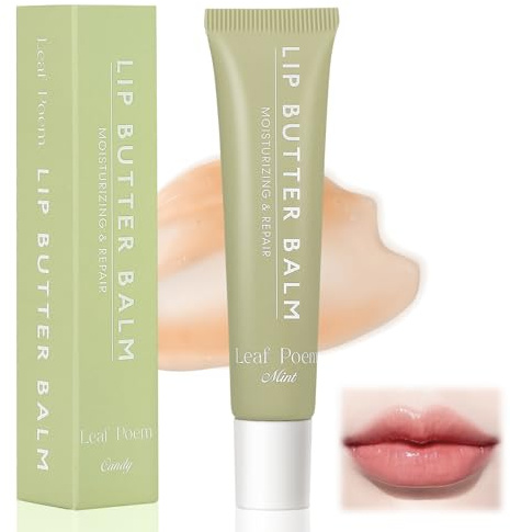 Summer Lippenbalsam mit Butter, Lip Butter Balm, Lippenbutter Balsam für Sofortige Feuchtigkeit, Glanz und Hydration, Pflegende Lippenmaske mit Pflanzenextrakt, Glänzendes Lippenöl (Minze)