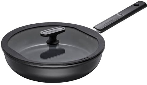 Fiskars Padella con coperchio, Hard Face, Diametro 26 cm, Capacità: 2,8 litri, Adatta a tutti i piani cottura, Rivestimento antiaderente, Antigraffio, Alluminio/plastica, Nero, 1075529